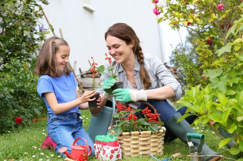 Final tidy garden scene showing safe worksite and completed landscaping